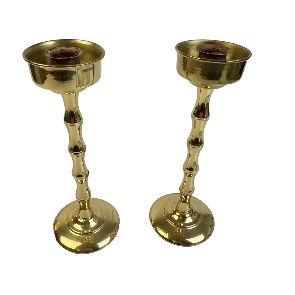 Brass Candlestick Holders Pair 8.5